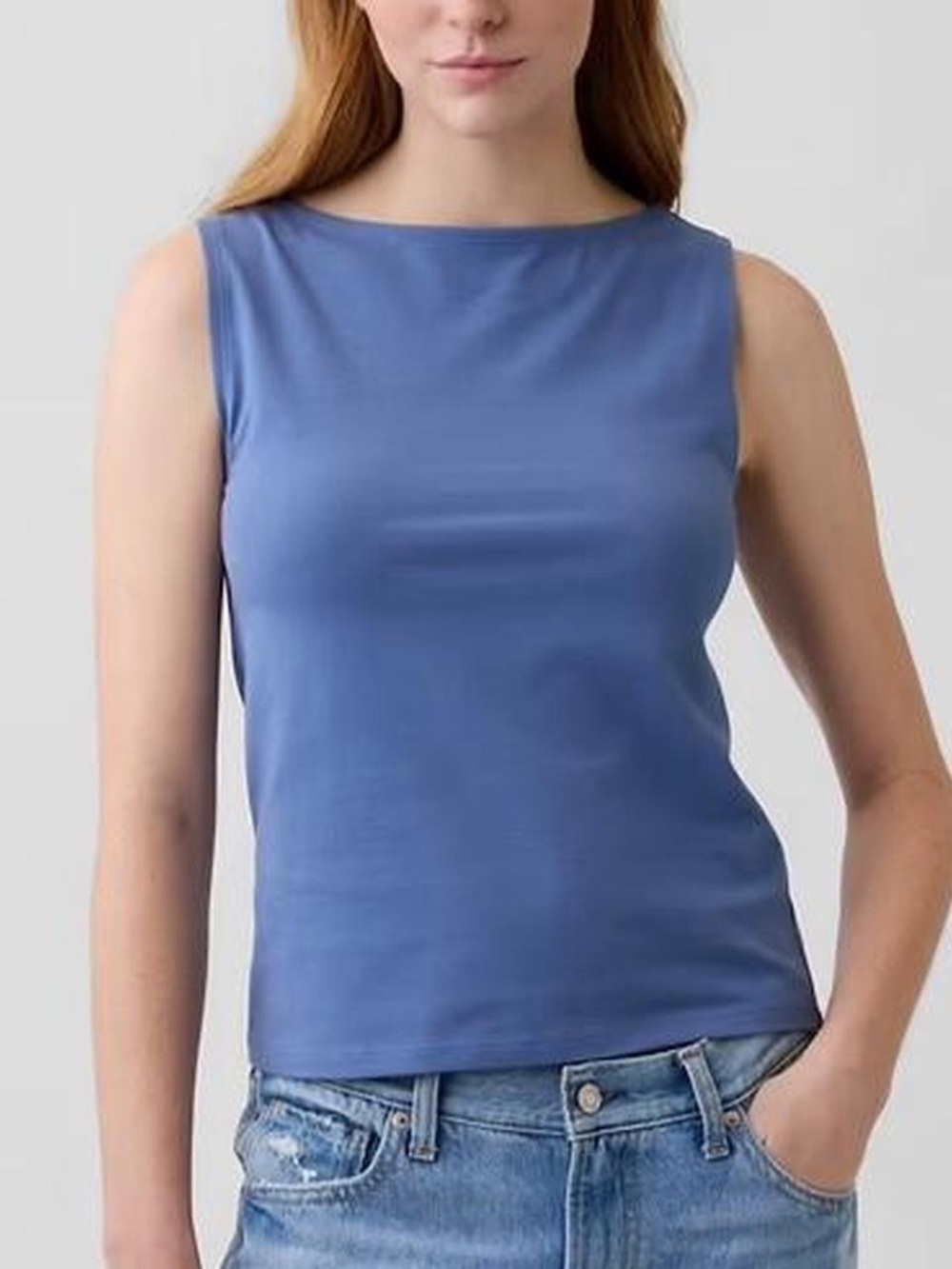 Gap dusty blue boatneck tank top